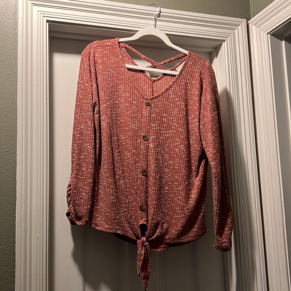 Red v neck sweater